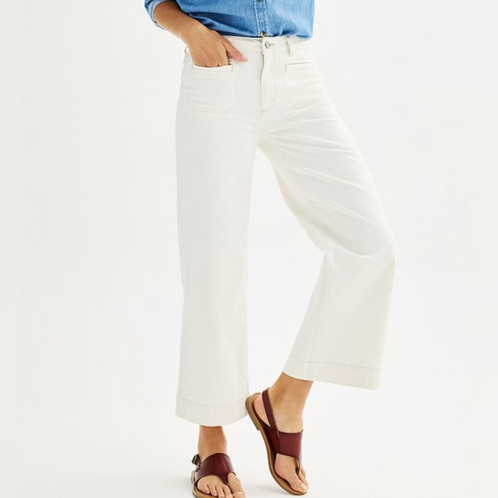 Sonoma Cream Wide-Leg Ankle Jeans Size 16 NWT